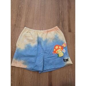 BSR By Samii Ryan Sweat Shorts Womens Small Blue Yellow Mushroom Tie Dye